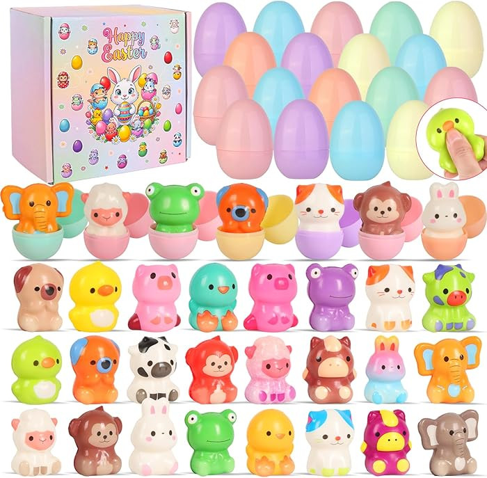 Easter Egg Fillers - Prefilled Easter Eggs with toys for Kids Boys Girls Toddlers - Pre Filled Sq... | Amazon (US)
