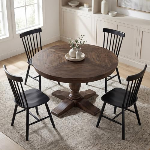 60" Round Dining Table, Reclaimed Wood Kitchen Table for 6-8 Farmhouse Circle Kitchen Table with ... | Amazon (US)