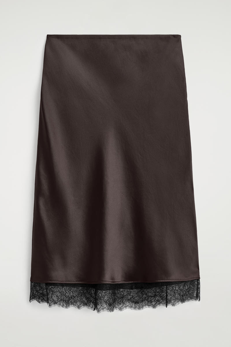 Lace-Trimmed Satin Midi Skirt | COS (US)