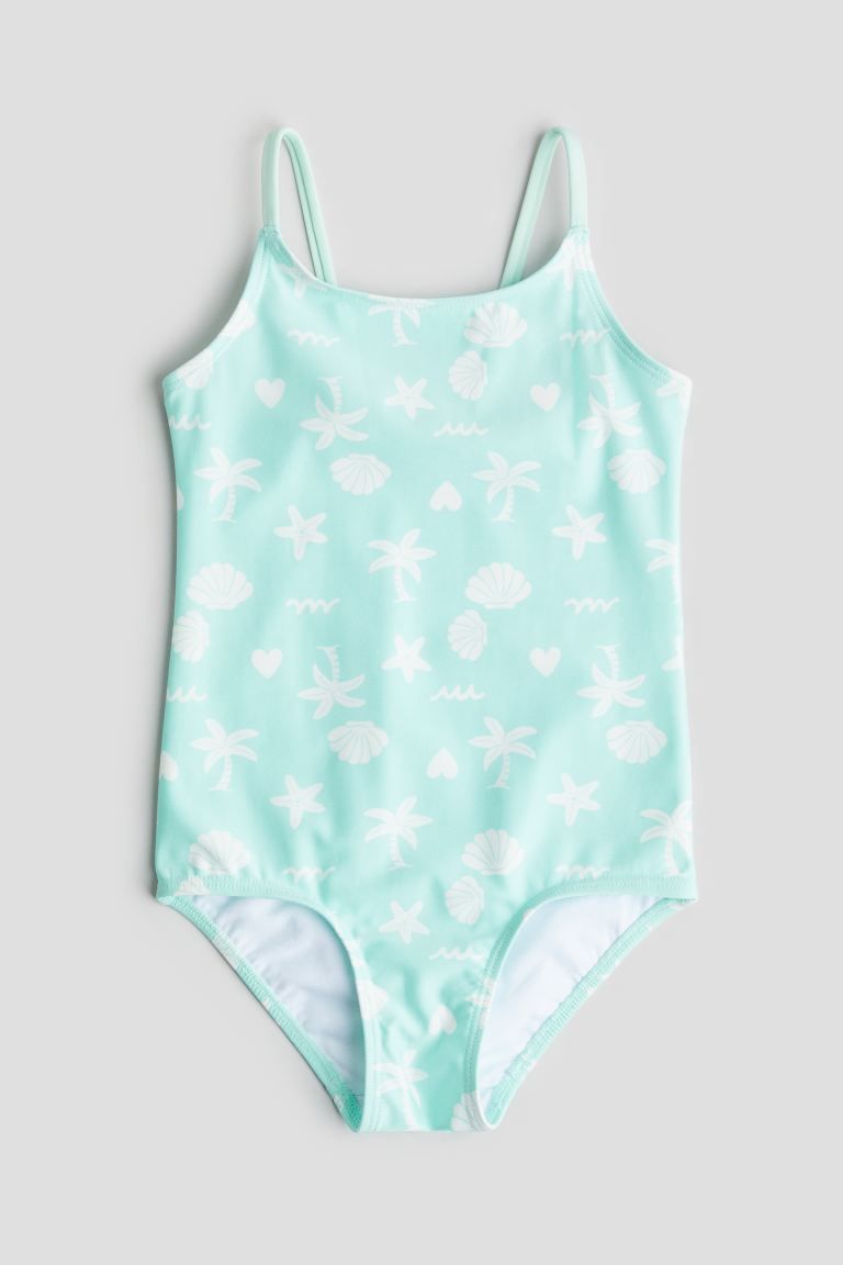 Patterned Swimsuit - Sleeveless - Mint green/patterned - Kids | H&M US | H&M (US + CA)