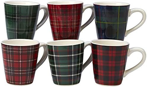 Certified International Christmas Plaid 16 oz. Mug, Set of 6 Assorted Designs, One Size, Mulicolo... | Amazon (US)