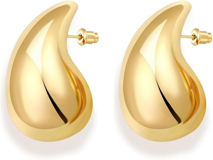 HEEYA Chunky Gold Hoop Earrings for Women Girls - 18K Gold/Sliver Plated Lightweight Hollow Open ... | Amazon (UK)