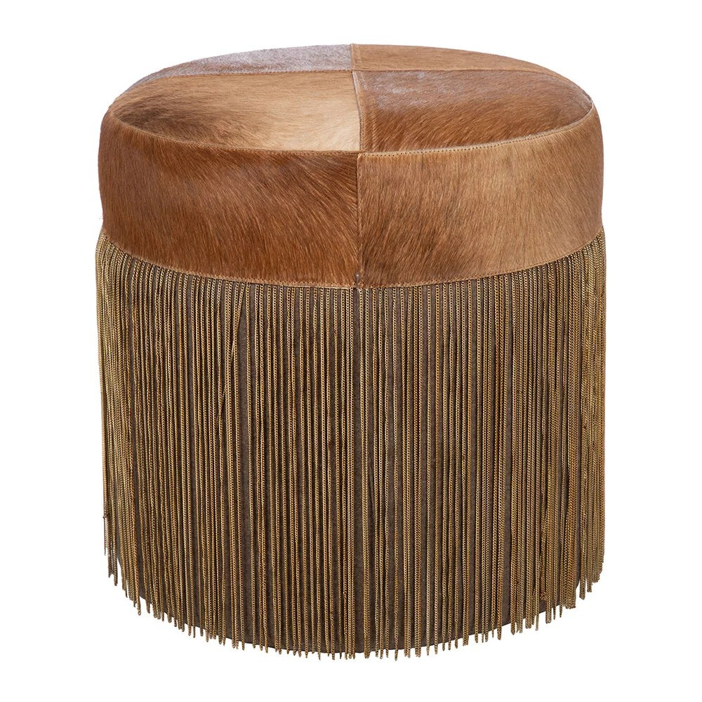 Buy Luxe Cowhide Chain Pouf - Tan | AMARA | Amara (UK)