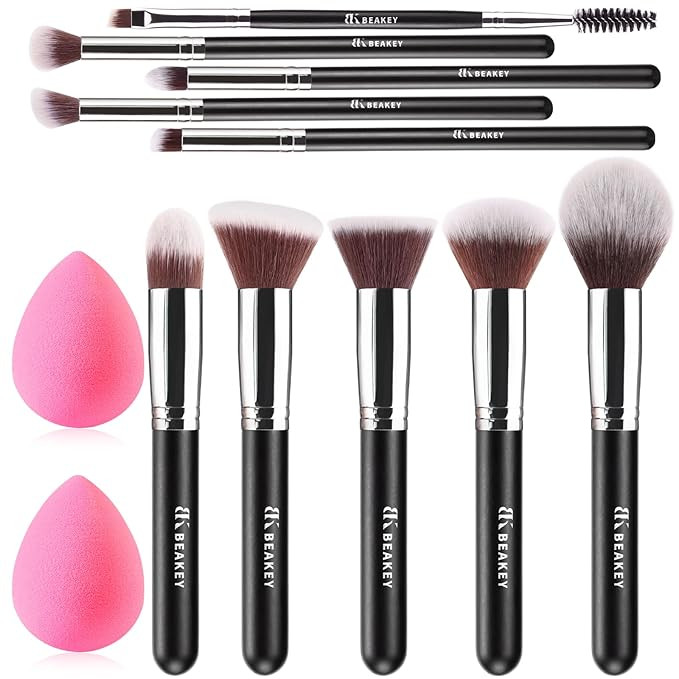 BEAKEY Makeup Brush Set Professional for Eye and Face, Blending Brush for Foundation, Eyeshadow, ... | Amazon (US)
