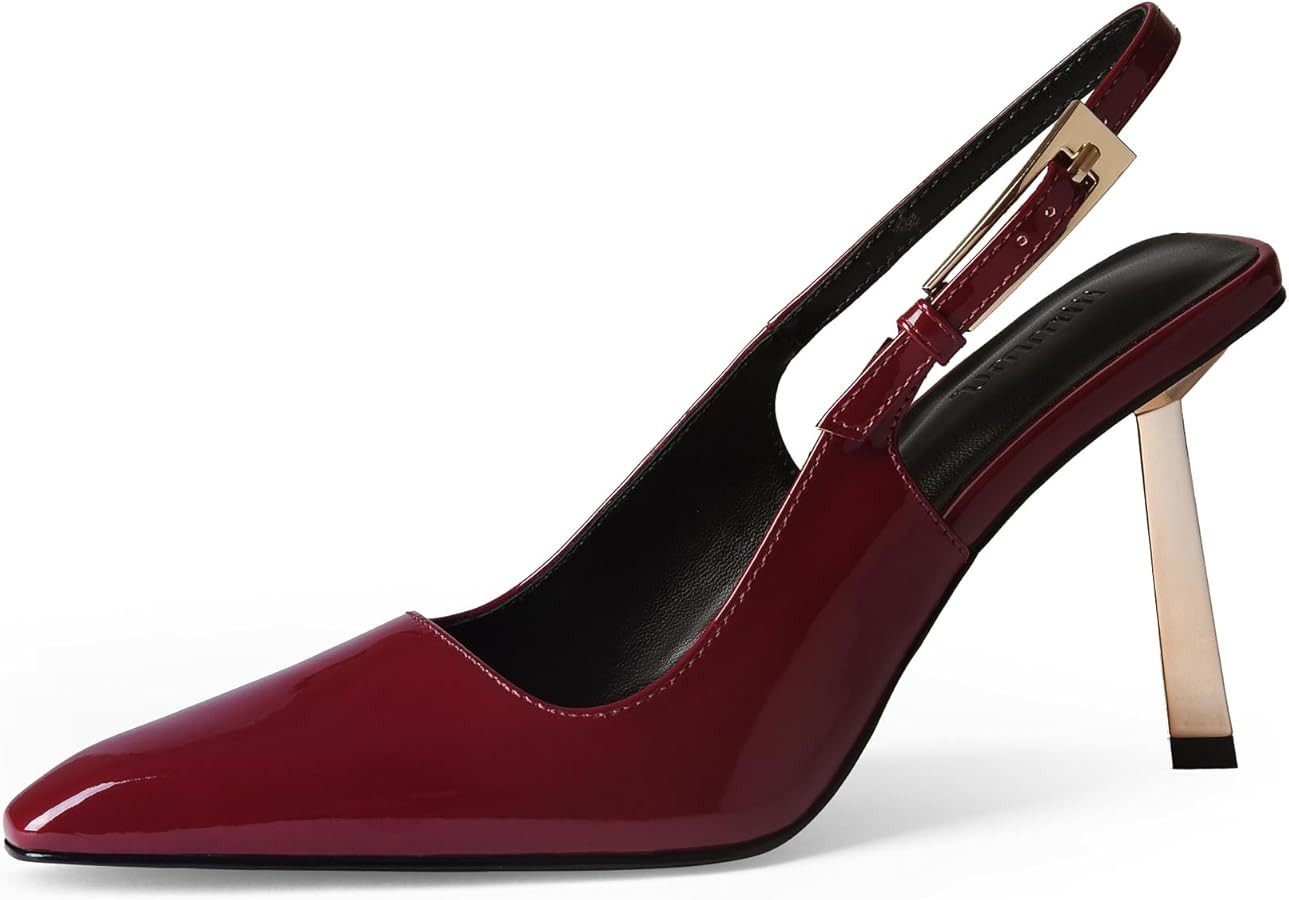 iiimmu Slingback Heels for Women 3.5 in / 4 in Kitten Heel Closed Toe Pumps Dress Shoes | Amazon (US)