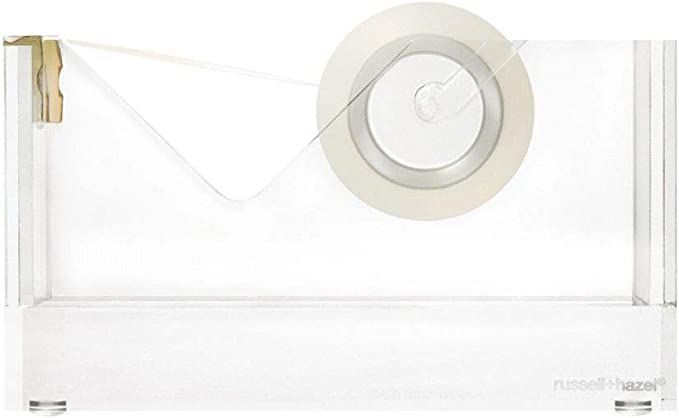 russell+hazel Acrylic Tape Dispenser, Clear with Gold-Toned Hardware, 1-13/16” x 6” x 3-3/8... | Amazon (US)