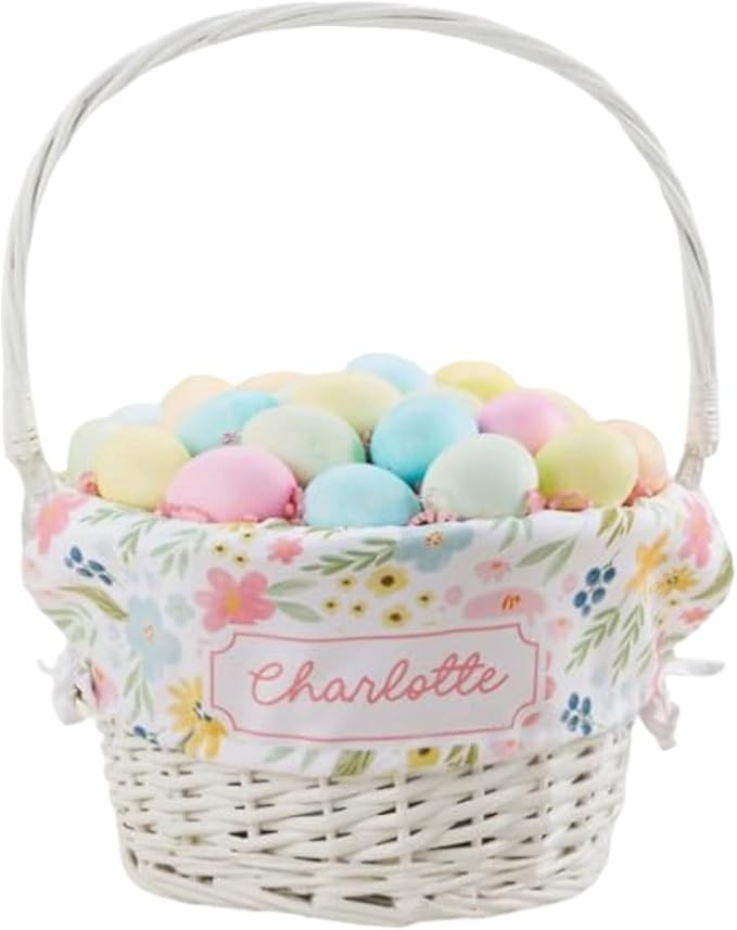 Personalization Universe Personalized Easter Flowers Hand-Woven Easter Basket with Folding Handle... | Amazon (US)