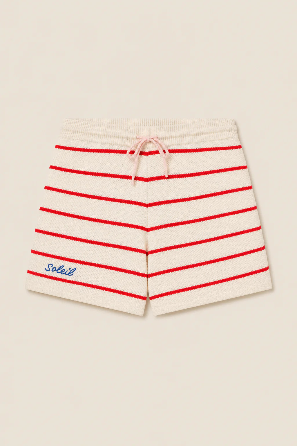 Emery Sweater Short Antique White W/ Red Stripe | TROVATA