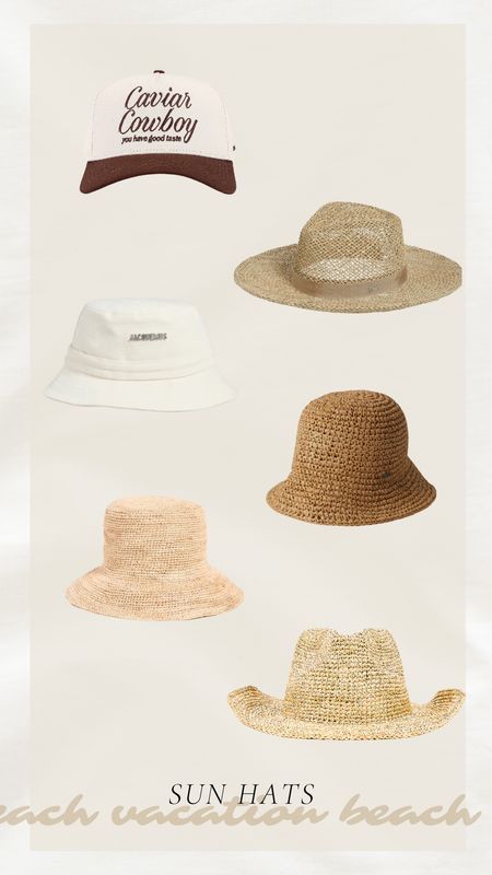 Sun hats for a beach vacation! I love switching between a trucker hat and a woven one like a bucket hat or a cowboy style one. 

Sun hats, beach vacation, travel, spring break, sun protection, cute hats, Maddie Duff 

#LTKstyletip #LTKSeasonal #LTKtravel