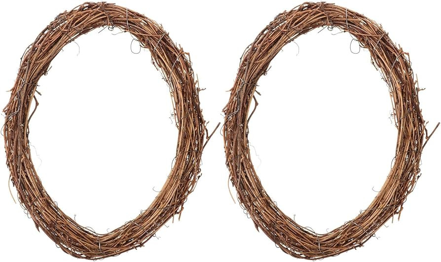 Garneck 2pcs Handwoven Egg-Shaped Rattan Vine Wreaths for Easter DIY Crafts Rustic Grapevine Bran... | Amazon (US)
