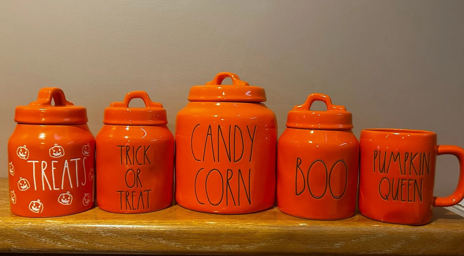 Rae Dunn Halloween Orange Mug and Jars: Treats, Candy Corn, Boo - Etsy | Etsy (US)