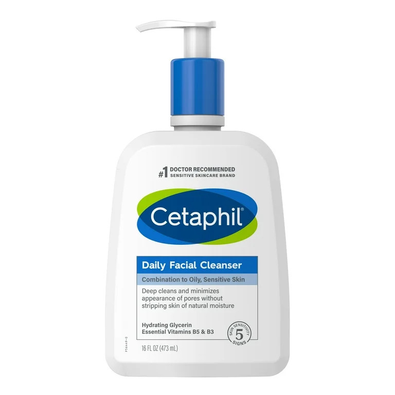 Cetaphil Daily Facial Cleanser Lotion for Combination to Oily, Sensitive Skin, 16 fl oz - Walmart... | Walmart (US)