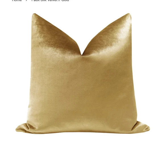 Faux Silk Velvet // Gold Pillow COVER ONLY | gold velvet pillow | metallic pillow | champagne thr... | Etsy (US)