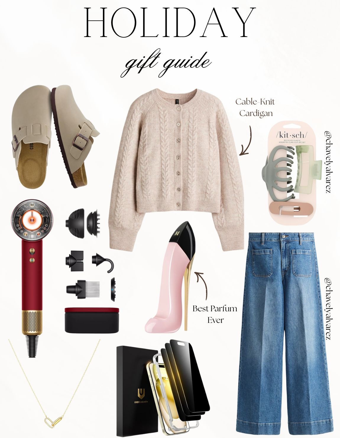 🛍️ HOLIDAY Gift Guide: Cable Knit, Perfume, & Cozy Layers!

Get cozy and stylish for the holidays with this collection of chic style and beauty favorites! 🎁

We are obsessed with the ultimate winter layering piece: the beige cable-knit cardigan with classic buttons, perfect for a subtle texture. Pair it with the on-trend wide-leg, dark wash jeans for a balanced silhouette. For hair styling, the high-speed multi-tool hair dryer with various attachments is a game-changer. Elevate your scent game with the iconic high-heel perfume bottle and keep your accessories minimal with a delicate gold necklace. Don't forget the popular taupe slip-on clogs for everyday comfort!

Shop these stylish finds for your holiday looks and gifting list! ✨

#HolidayGiftGuide
#GiftsForHer
#CableKnit
#KnitCardigan
#WideLegJeans
#DenimStyle
#Clogs
#SlipOnShoes
#HairStyling
#HairDryer
#DysonDupe
#PerfumeLover
#LuxuryPerfume
#GoldJewelry
#LTKStyle
#WinterFashion
#StylingInspo


#LTKBeauty #LTKGiftGuide #LTKHoliday