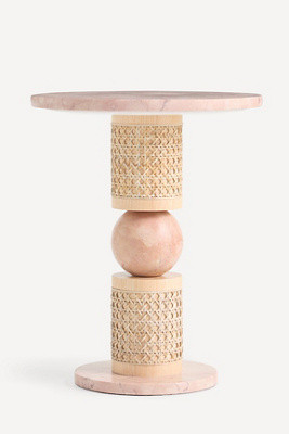 Canelia Marble and Rattan Side Table | Anthropologie (US)