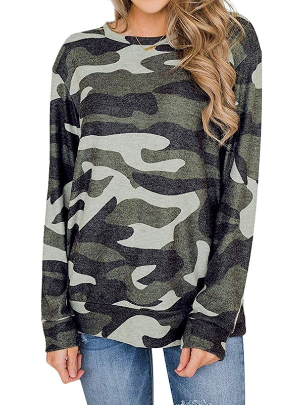 Women Camouflage Pullover Long Sleeve Sweatshirts | Walmart (US)