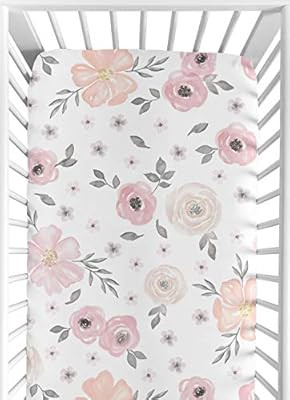 Sweet Jojo Designs Blush Pink, Grey and White Baby or Toddler Fitted Crib Sheet for Watercolor Fl... | Amazon (US)
