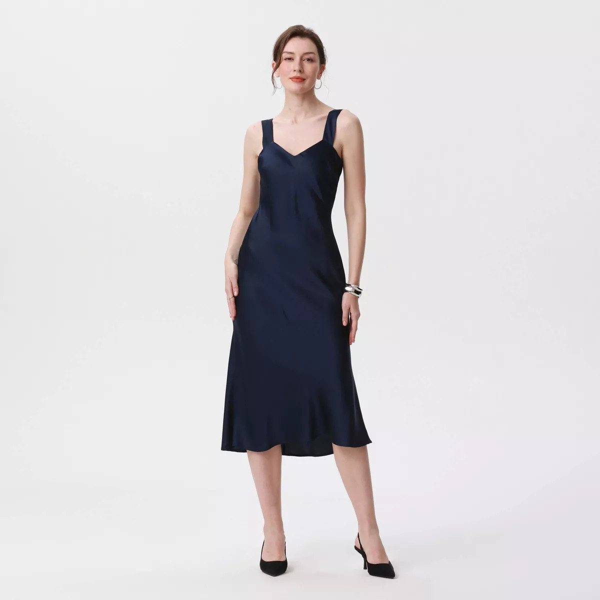 Women's Broad Strap Midi Slip Dress - A New Day™ Blue M | Target
