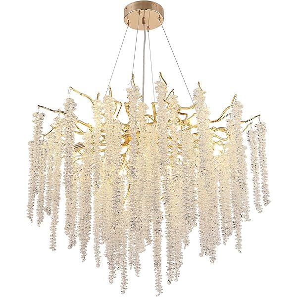 Akeelighting Modern Crystal Raindrop Chandelier Gold Tree Branch Chandeliers Luxury Pendant Ceiling  | Amazon (US)