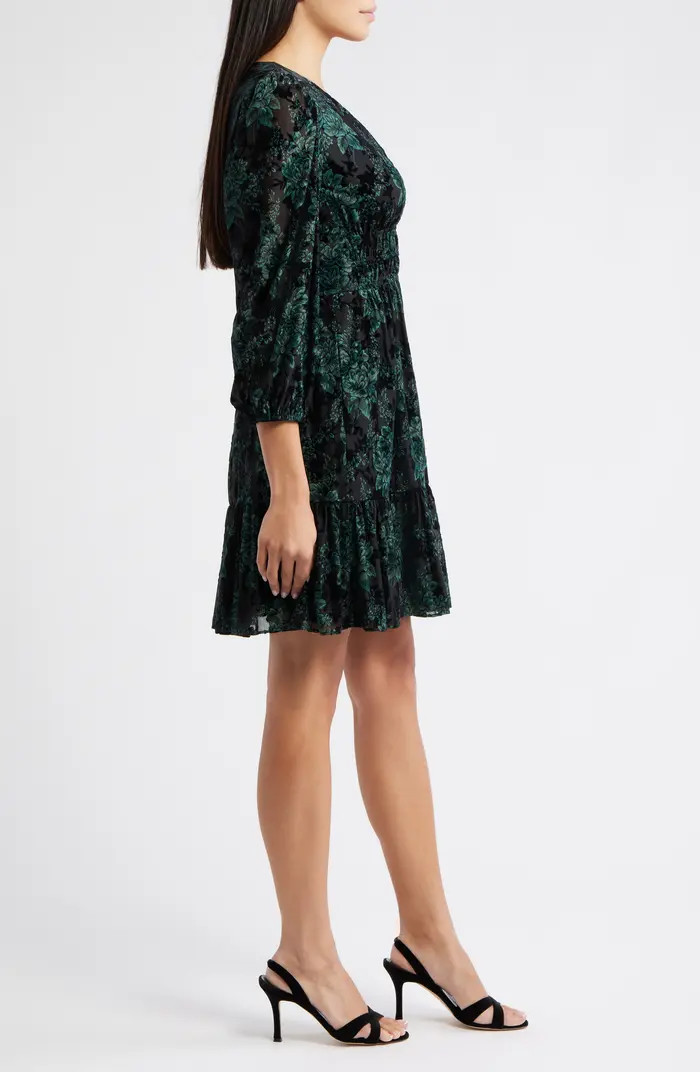 Eliza J Velvet Floral Long Sleeve Dress | Nordstrom | Nordstrom