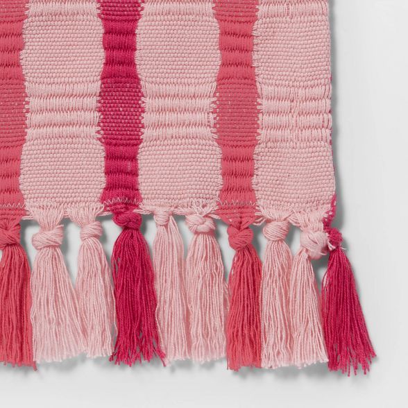 72" x 14" Cotton Striped Table Runner Pink - Threshold™ | Target