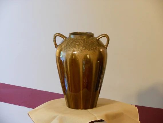 Vintage Brown Drip Pottery Vase | Etsy (US)