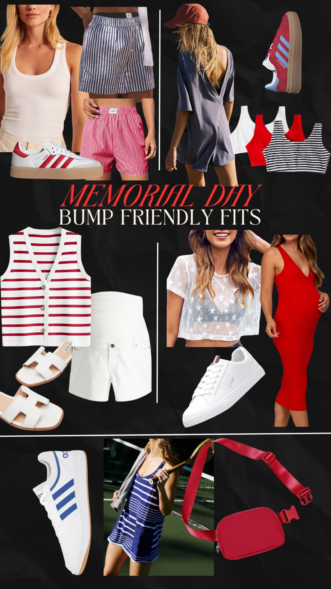 Memorial Day outfits - bump friendly Memorial Day outfits - patriotic outfits - maternity outfits - bump friendly styles- bump fits - bump outfit inspo - 4th of July maternity outfits 

#LTKStyleTip #LTKSeasonal #LTKBump