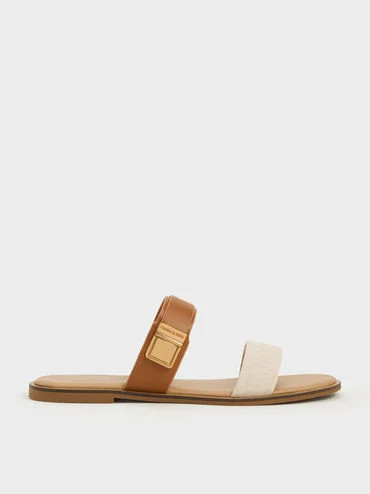 Dove Two-Tone Double-Strap Sandals
    
         - Caramel | Charles & Keith US