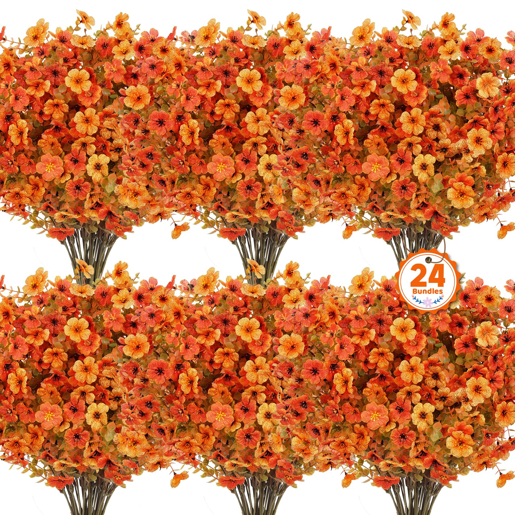 Ouddy Decor 24 Bundles Artificial Fall Flowers for Outdoors, Fake Mums Silk Flowers UV Resistant ... | Amazon (US)