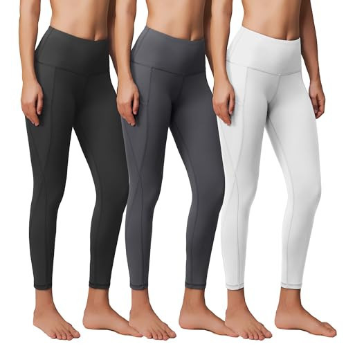 Showitty 3 Pack Workout Leggings with Pockets for Women, Black Compression Tummy Control Yoga Pants for Gym | Amazon (US)