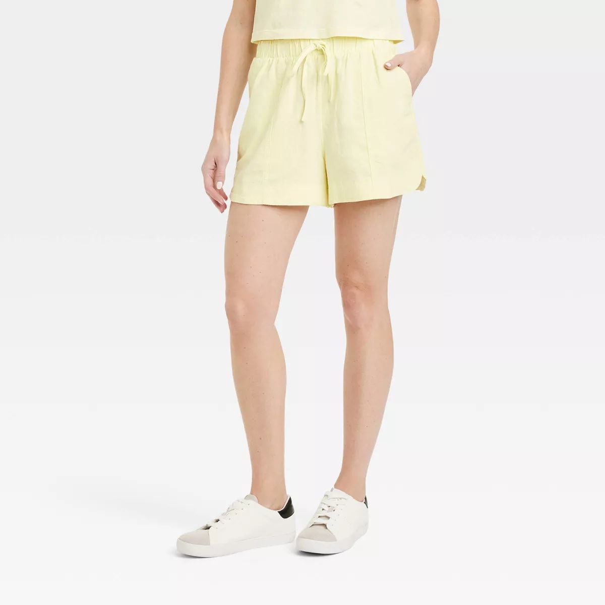 Women's High-Rise Linen Pull-On Shorts - Universal Thread™ Yellow L | Target