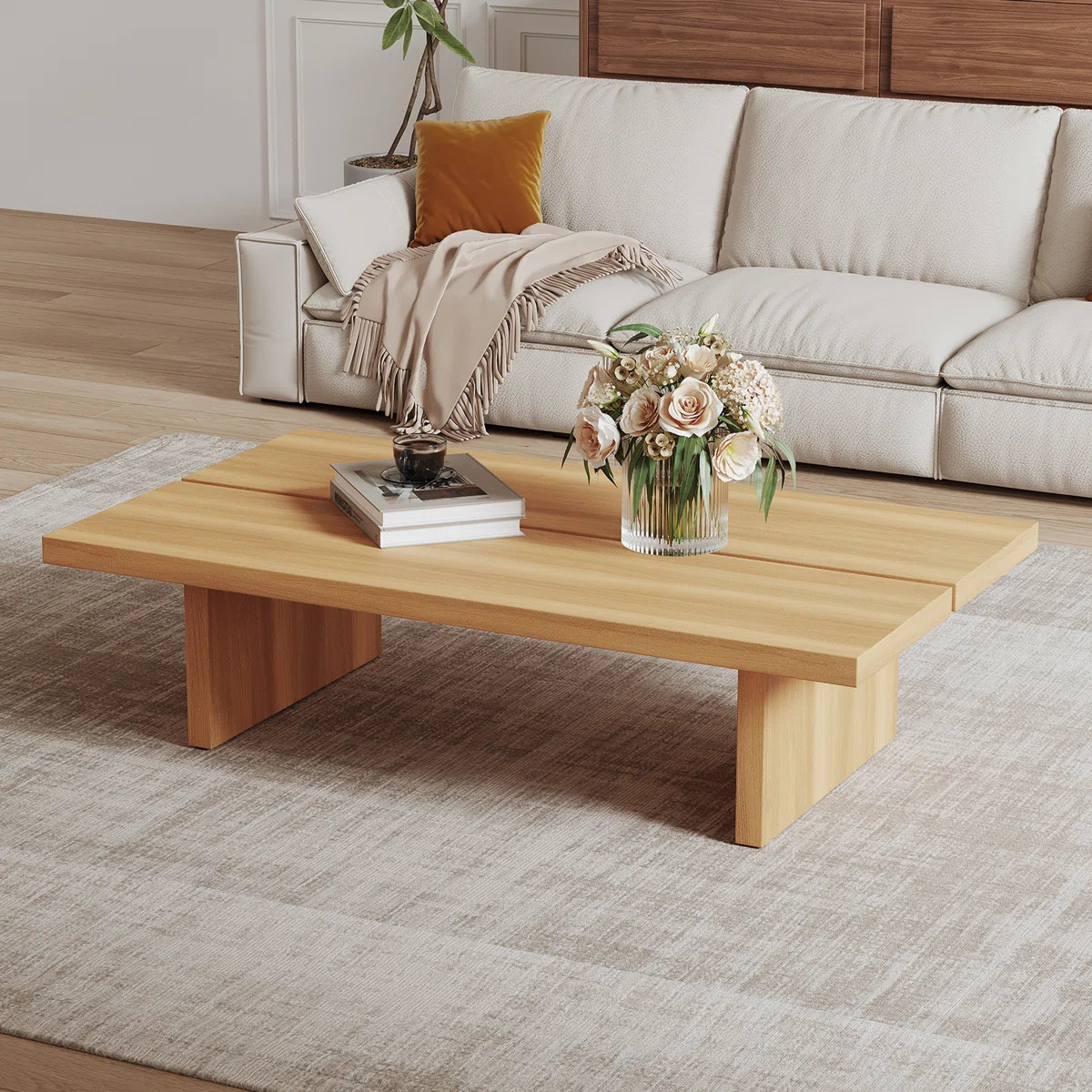 47.2" Modern Rectangular Coffee Table, Pretty Wood Texture | Wayfair North America