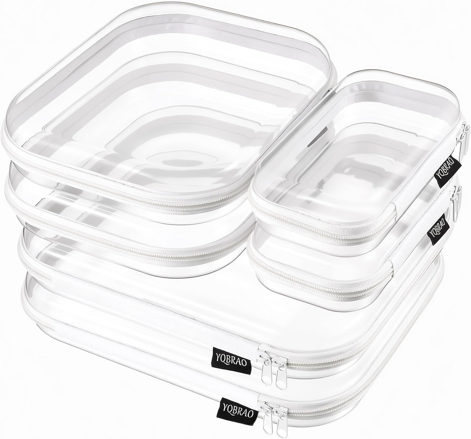 Clear Hard Shell Zipper Cases, Diaper Bag Organizer Pouches, White | Amazon (US)