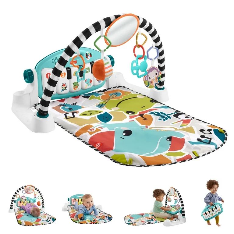 Fisher-Price Glow and Grow Kick & Play Piano Gym Baby Playmat with Musical Learning Toy, Blue | Walmart (US)