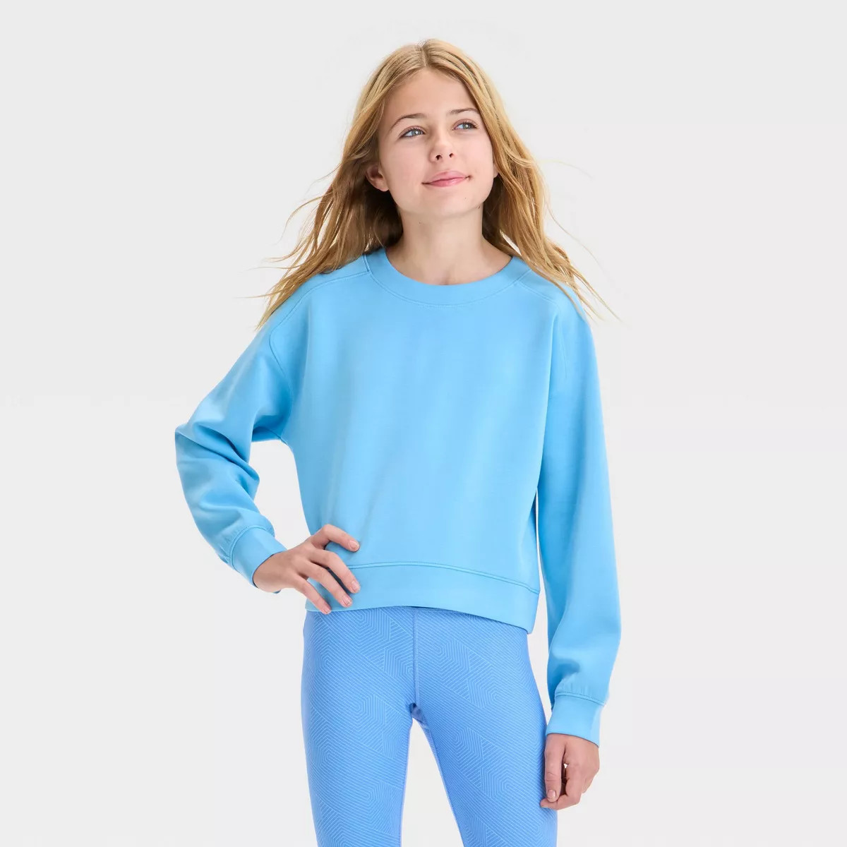 Girls' Airy Sleek Crewneck Sweatshirt - All In Motion™ | Target