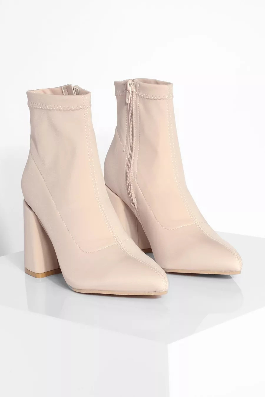 Neoprene Block Heel Stretch Sock Boots | Boohoo.com (US & CA)