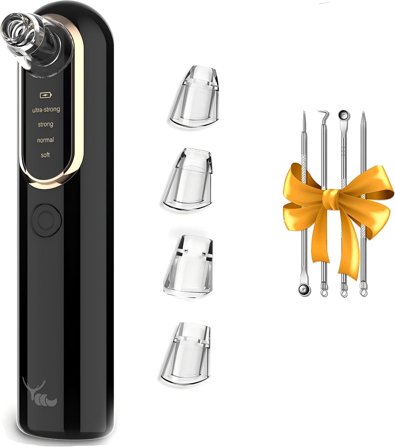 Yccu Blackhead Remover Vacuum Pore Extractor Black Head Remover for Face and Nose Blackhead Extractor Tool Pore Cleane Vacuum with USB Charge 4 Modes 5 Suction Heads for Women and Men (Black) | Amazon (US)