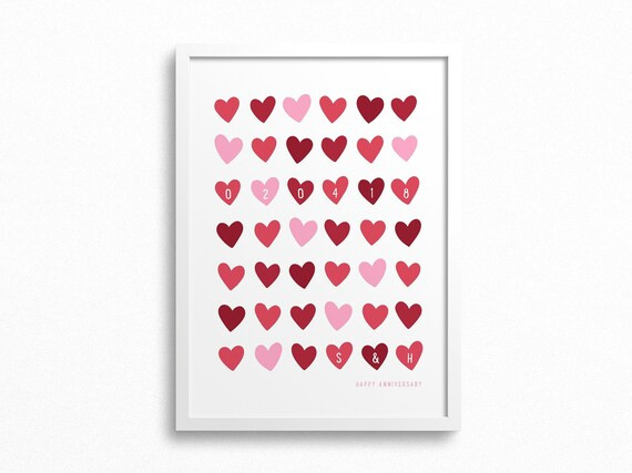 Personalised Memorable Date Love Heart Print - Custom Anniversary Print for Couple - Engagement G... | Etsy (UK)