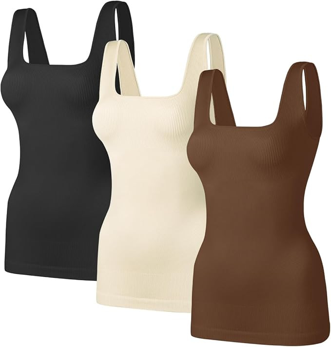 TDIFFUN Women's Shapewear Tank Tops Tummy Control Seamless Ribbed Square Neck Compression Body Sh... | Amazon (US)
