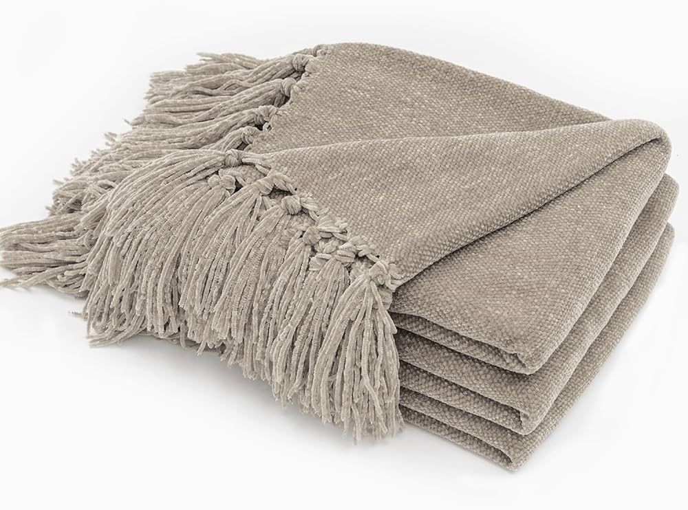 EVERGRACE Soft Chenille Throw Blanket for Couch, Cozy Plush Fuzzy Decorative Chenille Knit Throw ... | Amazon (US)