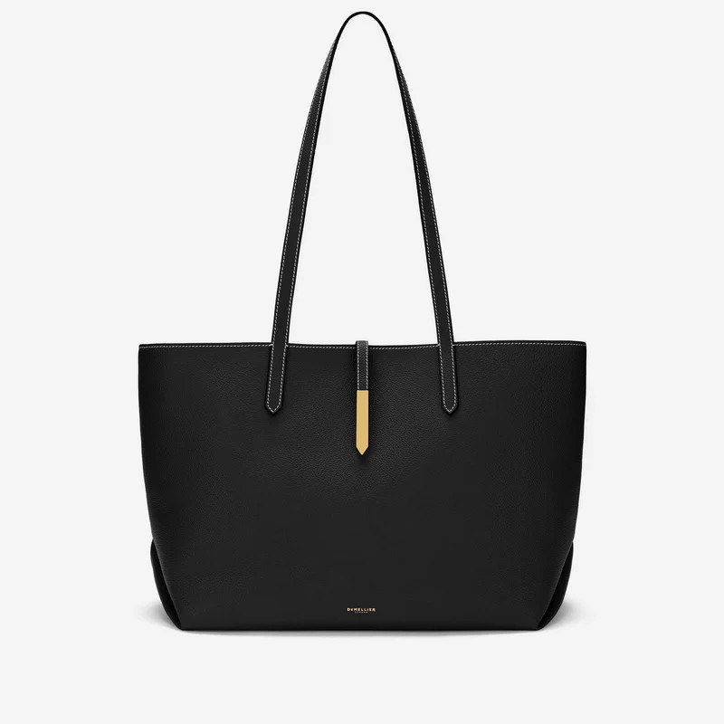 The Tokyo Tote | Black Small Grain Ecru Stitching | DeMellier | DeMellier
