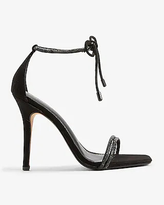 Embellished Tubular Ankle Tie Heeled Sandals | Express