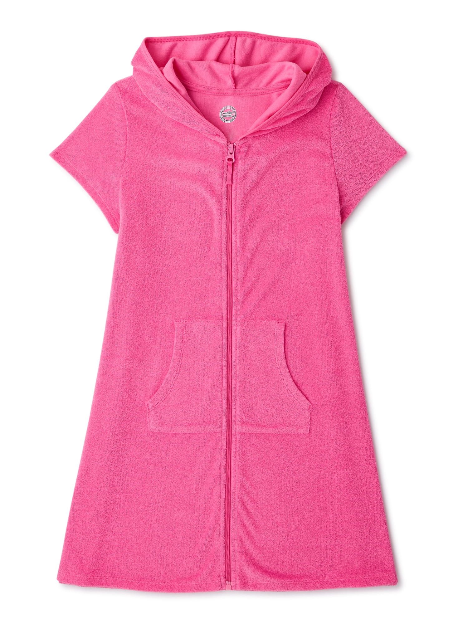 Wonder Nation Girls Hooded Terry Cloth Cover-Up, 4-16 & Girls Plus | Walmart (US)