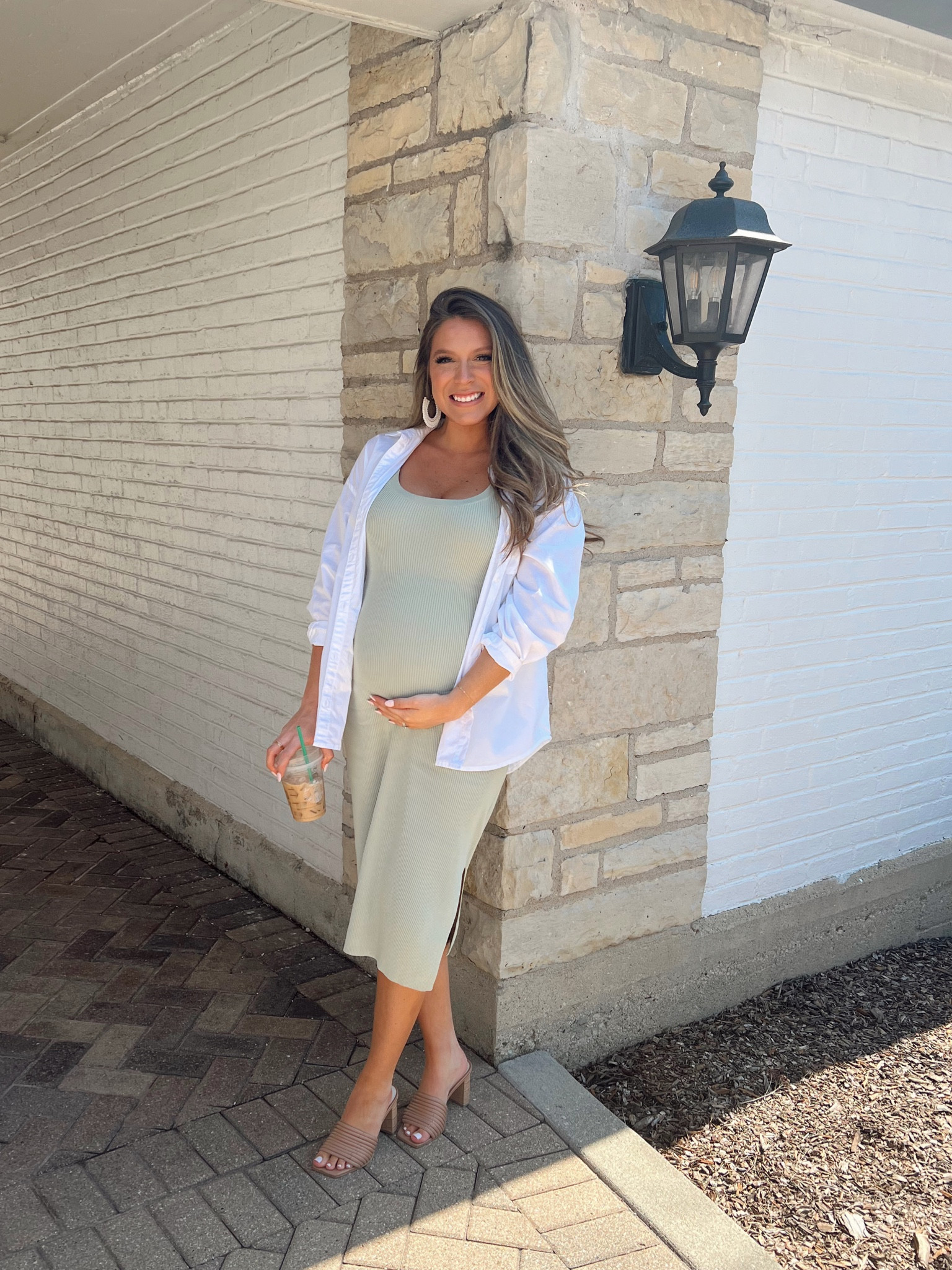 bump outfit, spring outfit, midi dress

size small in dress and white button shirt

#LTKbump #LTKstyletip #LTKunder50