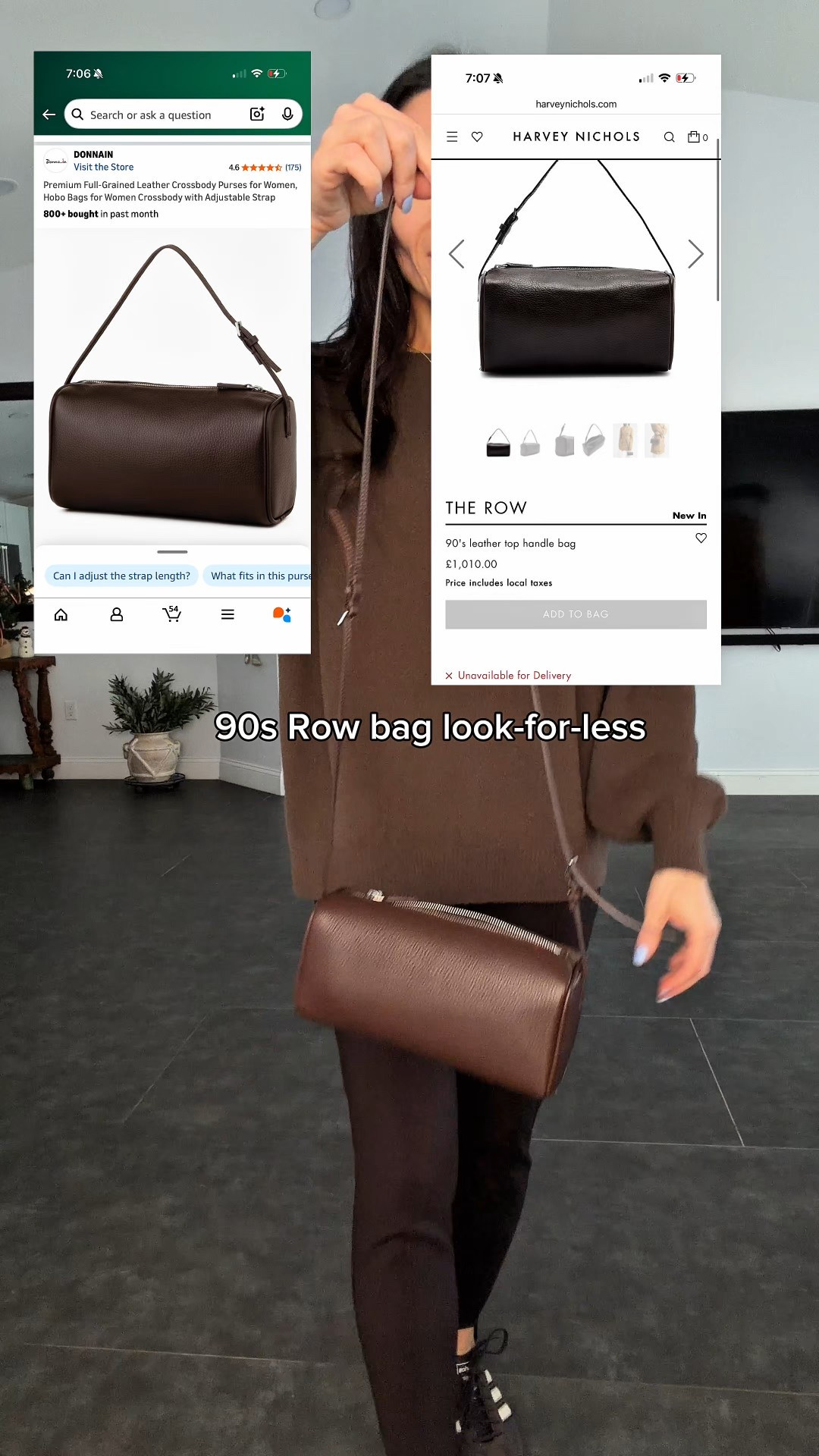Look-for-less for the The Row 90s bag — genuine leather, adjustable strap, and under $100. Chocolate brown is perfection.

#LTKFindsUnder100 #LTKootd