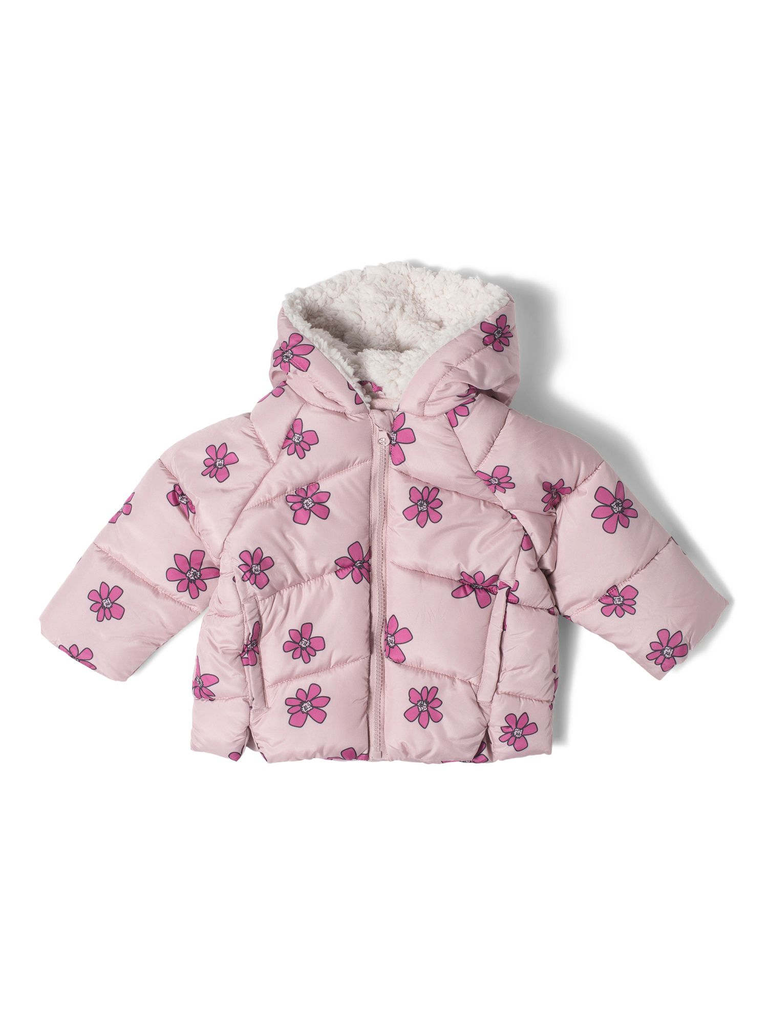 Infant Girl Printed Sherpa Lined Hooded Jacket | Marshalls