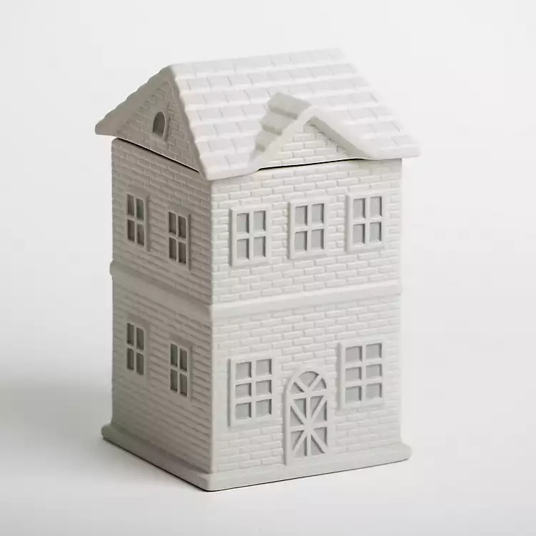 White Embossed Ceramic House Cookie Jar, 10 in. | Kirkland's Home