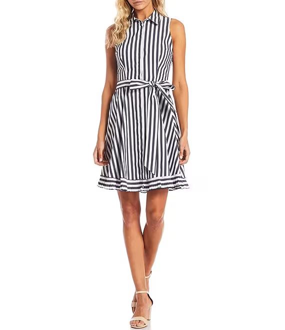 Tracey Gingham Stripe Point Collar Sleeveless Dress | Dillard's