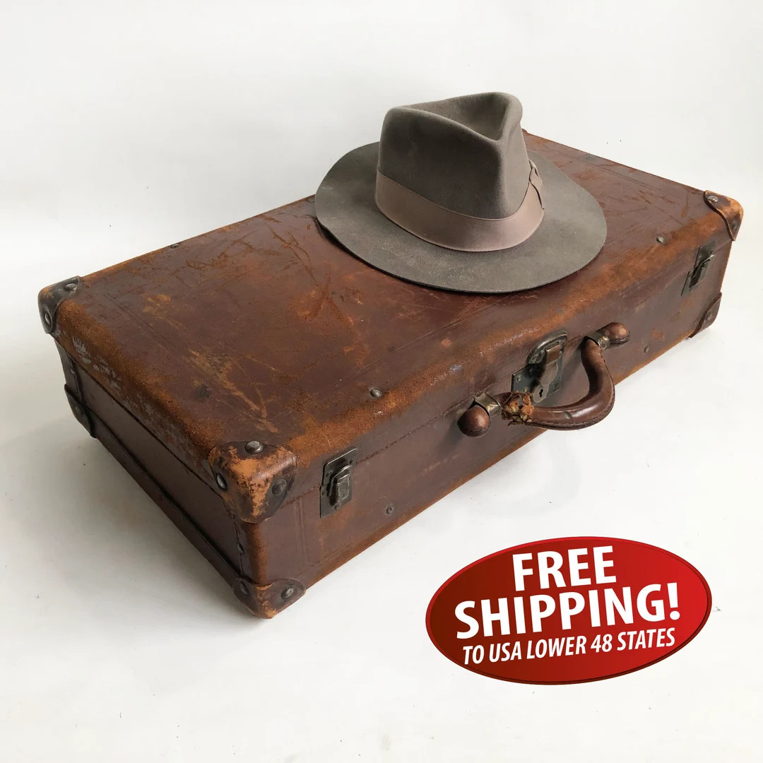 Antique Leather Suitcase, Distressed Leather Luggage, Stacking Decor Suitcase, Early 20th Century... | Etsy (US)