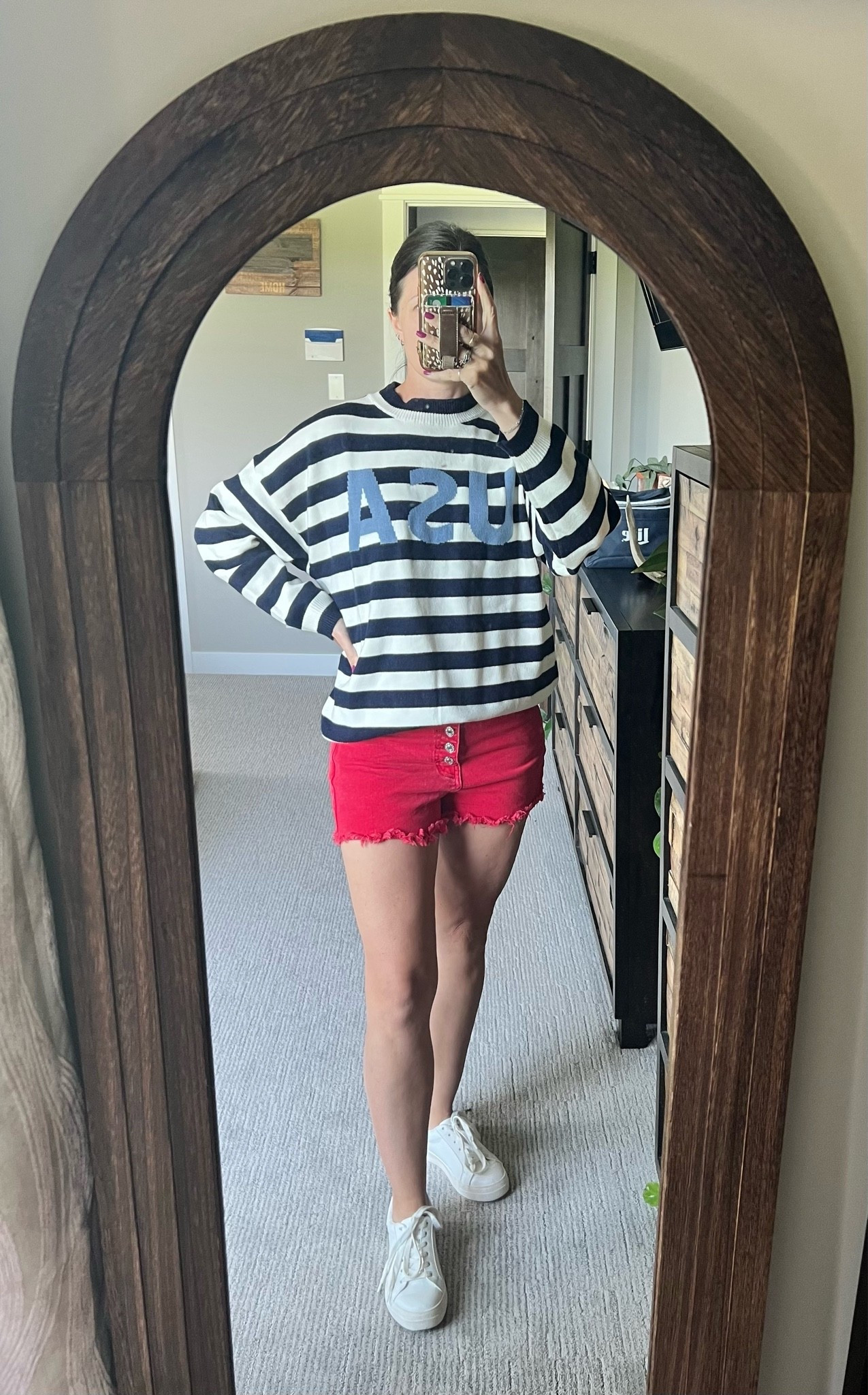 USA sweater with red shorts. 

#usa #sweater #pinklily

#LTKootd #LTKOver40 #LTKSeasonal